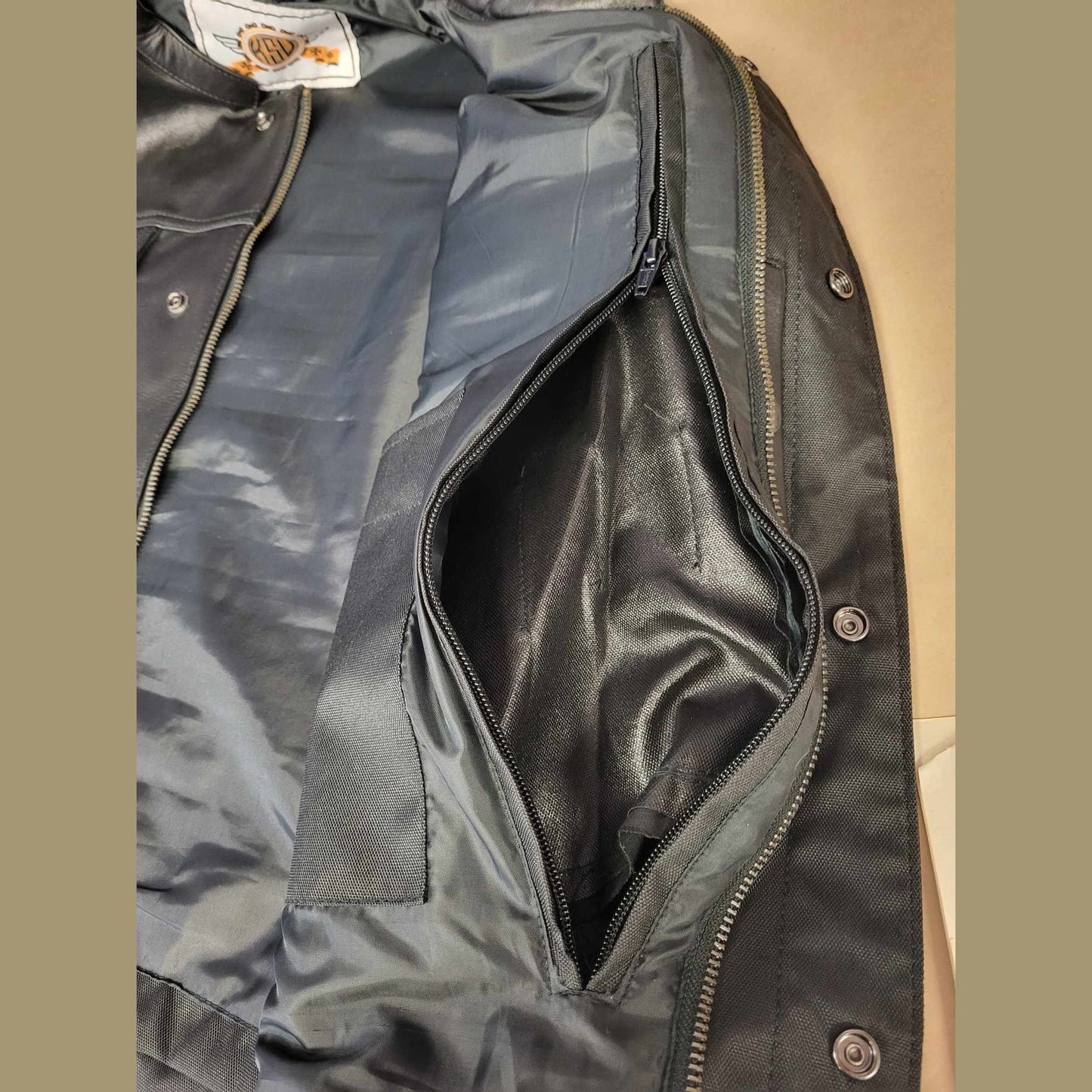 Kick Stands Up Biker Shop Men's Leather Motorcycle Club Vest-easy access liner