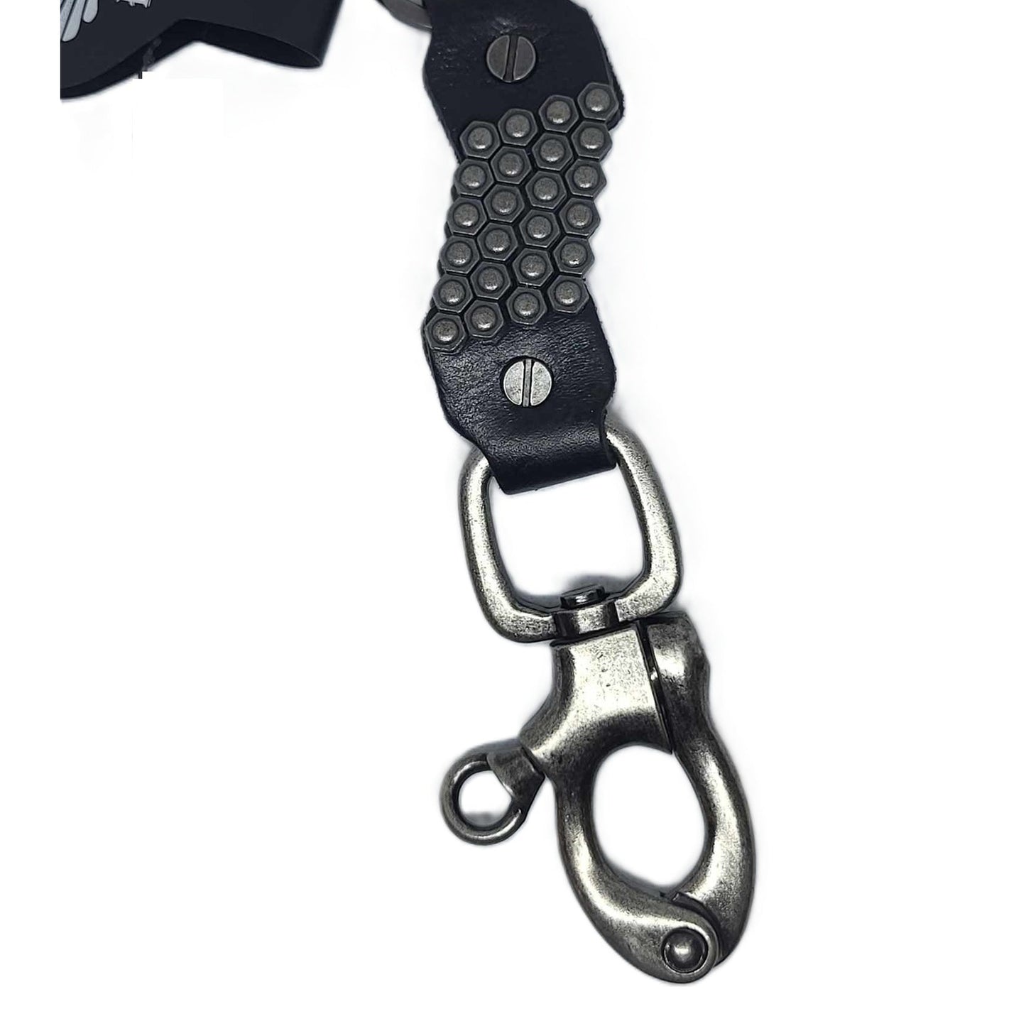 Hair Glove Biker Essentials Key Chain -Black Leather w/Chain Links 7.5"