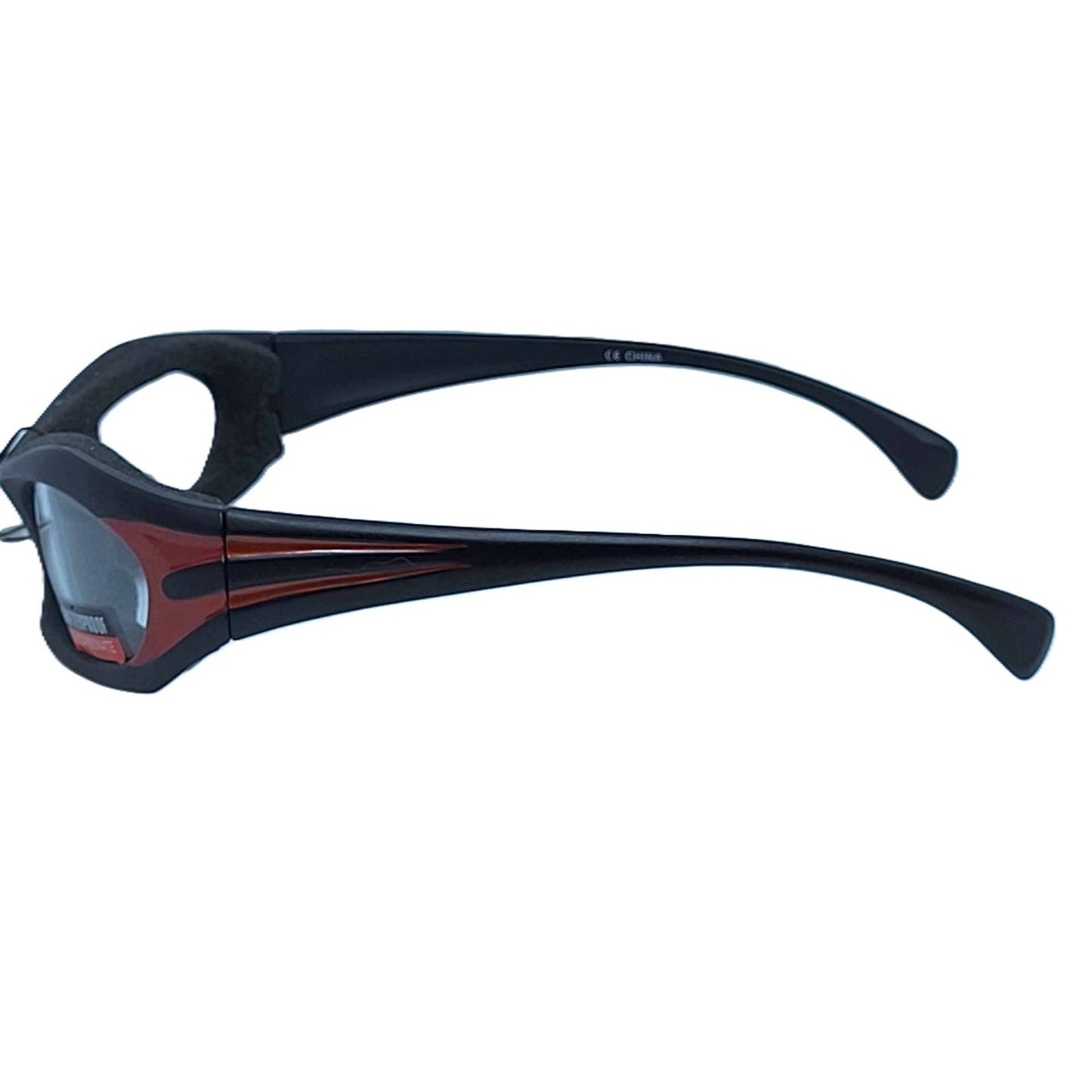 Global Vision L.A. Orange Shatterproof Clear Lense motorcycle glasses-side left