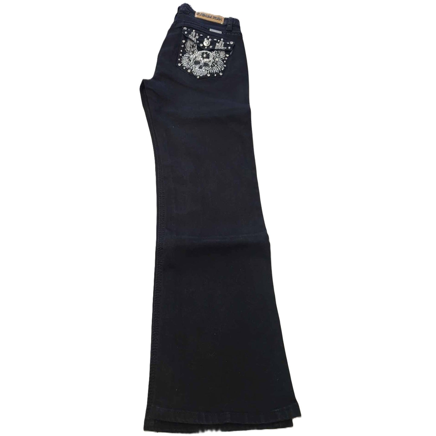 Los Angeles Platinum Plus Ladies Black Winged Skull Jeans-pic3