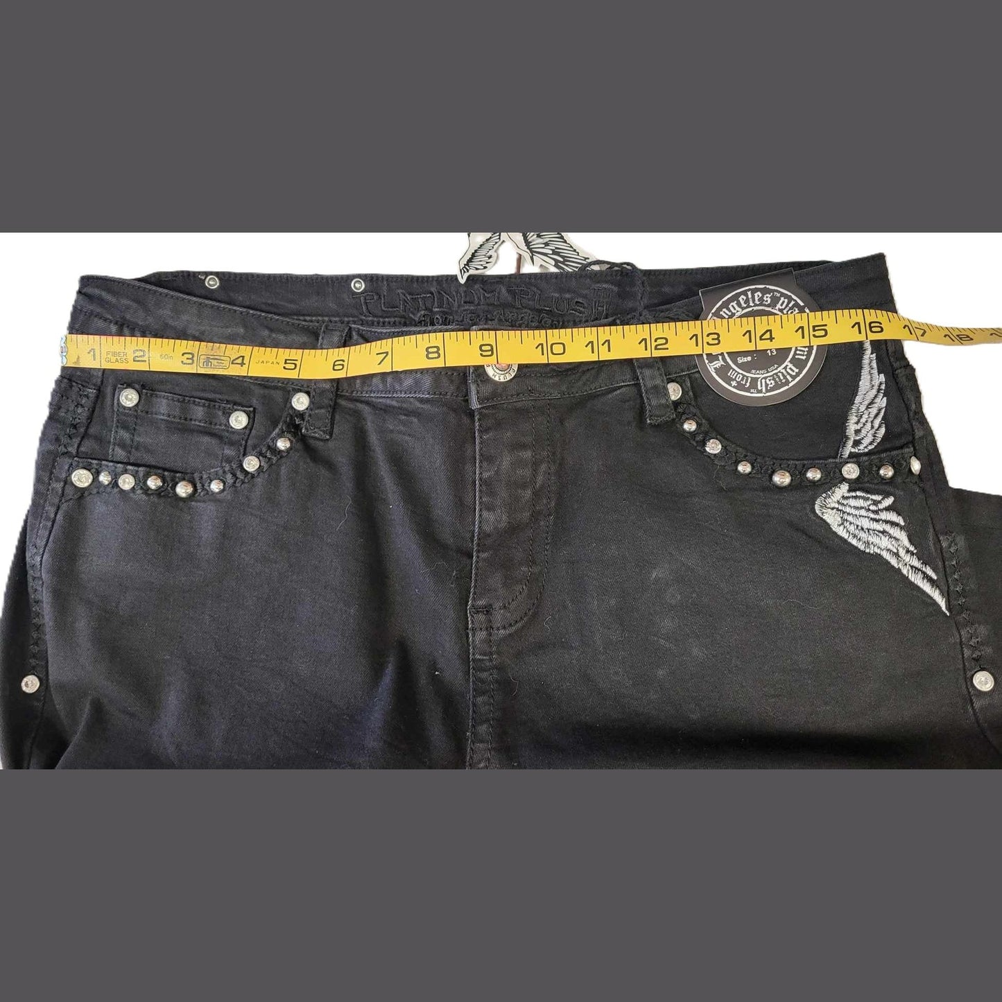 Los Angeles Platinum Plus Ladies Black Winged Skull Jeans-pic5