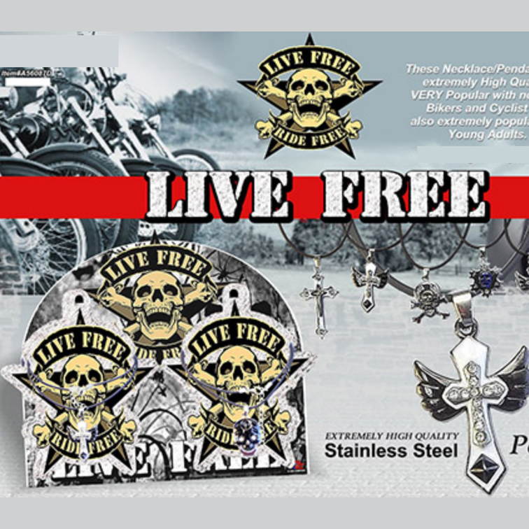 Live Free Ride Free Rope Necklace Card