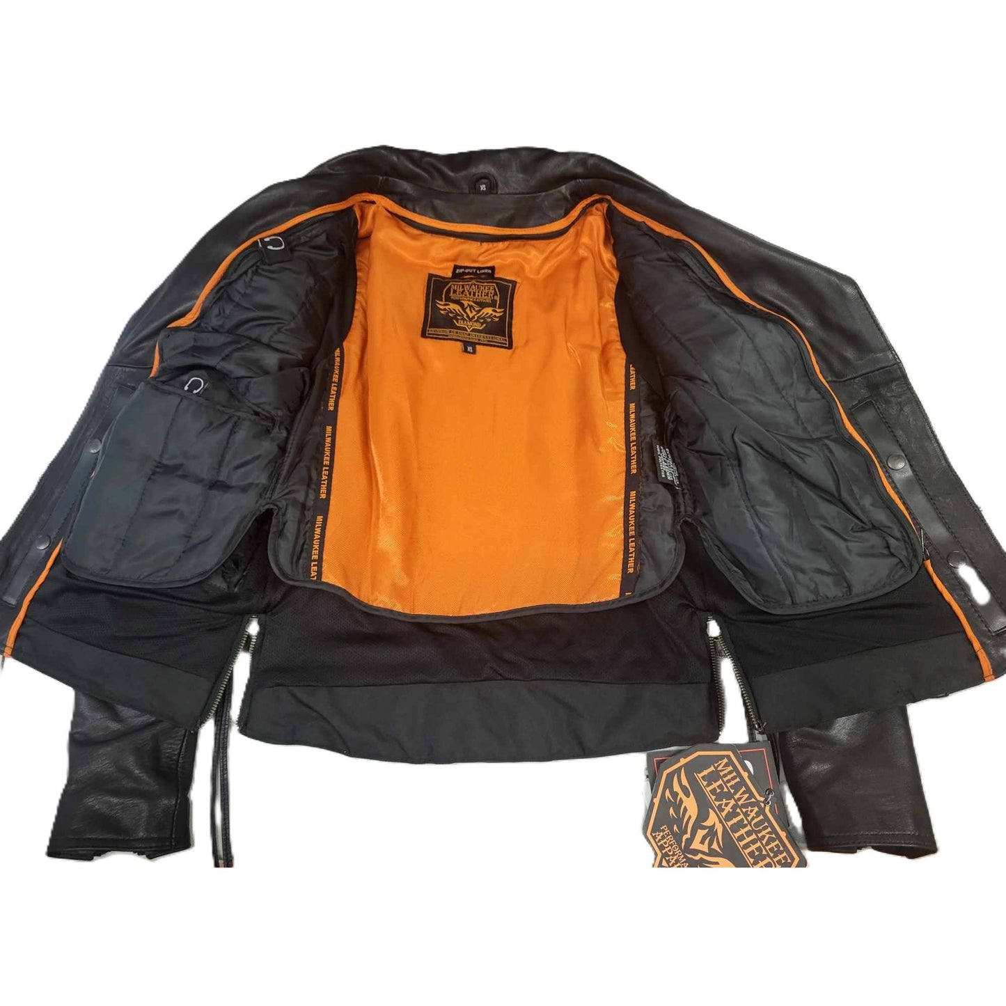 Milwaukee Motorcycle Clothing Co Ladies Leather Biker Jacket XS inside view