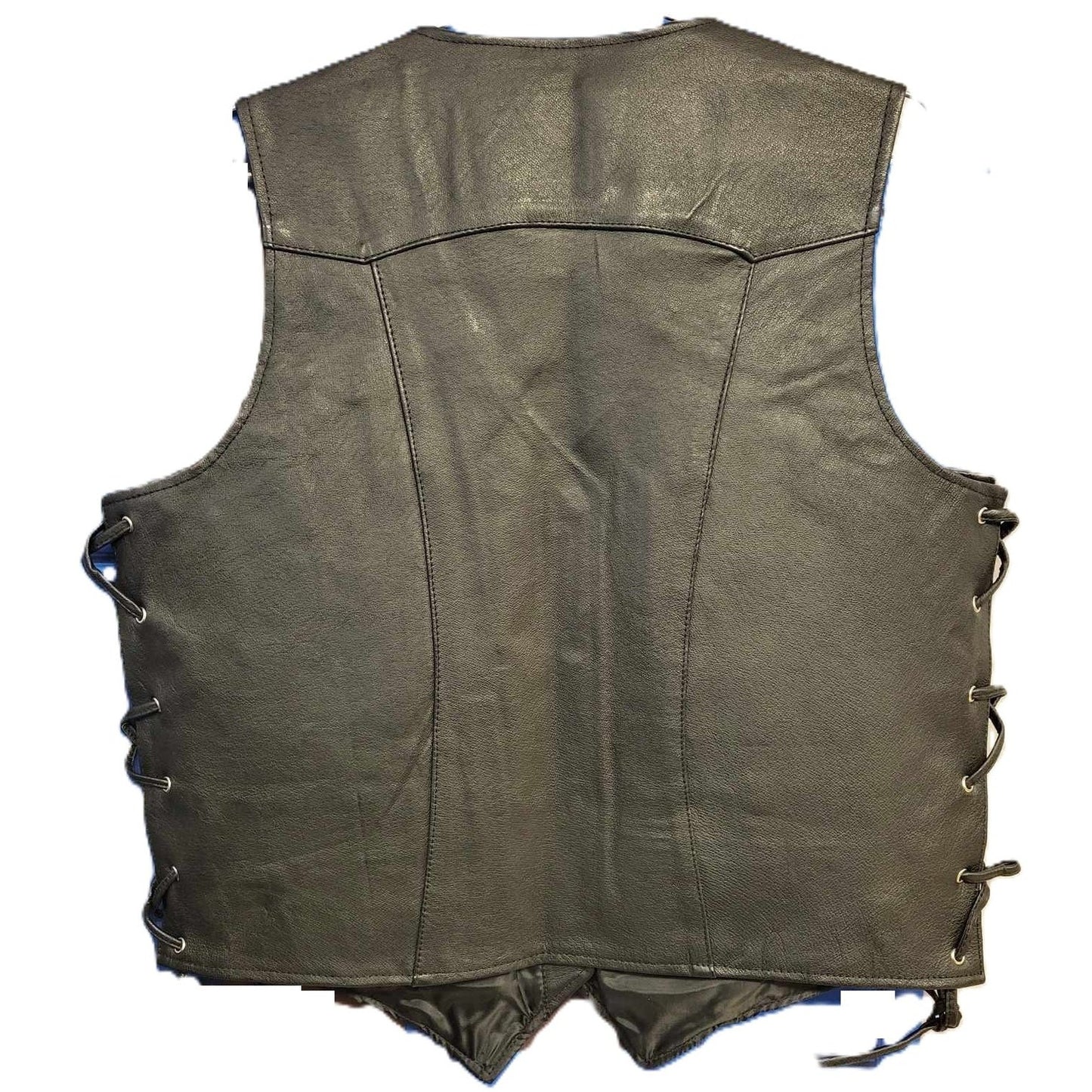 McLoud Ladies V-neck Laceup Leather Motorcycle Biker Vest back view