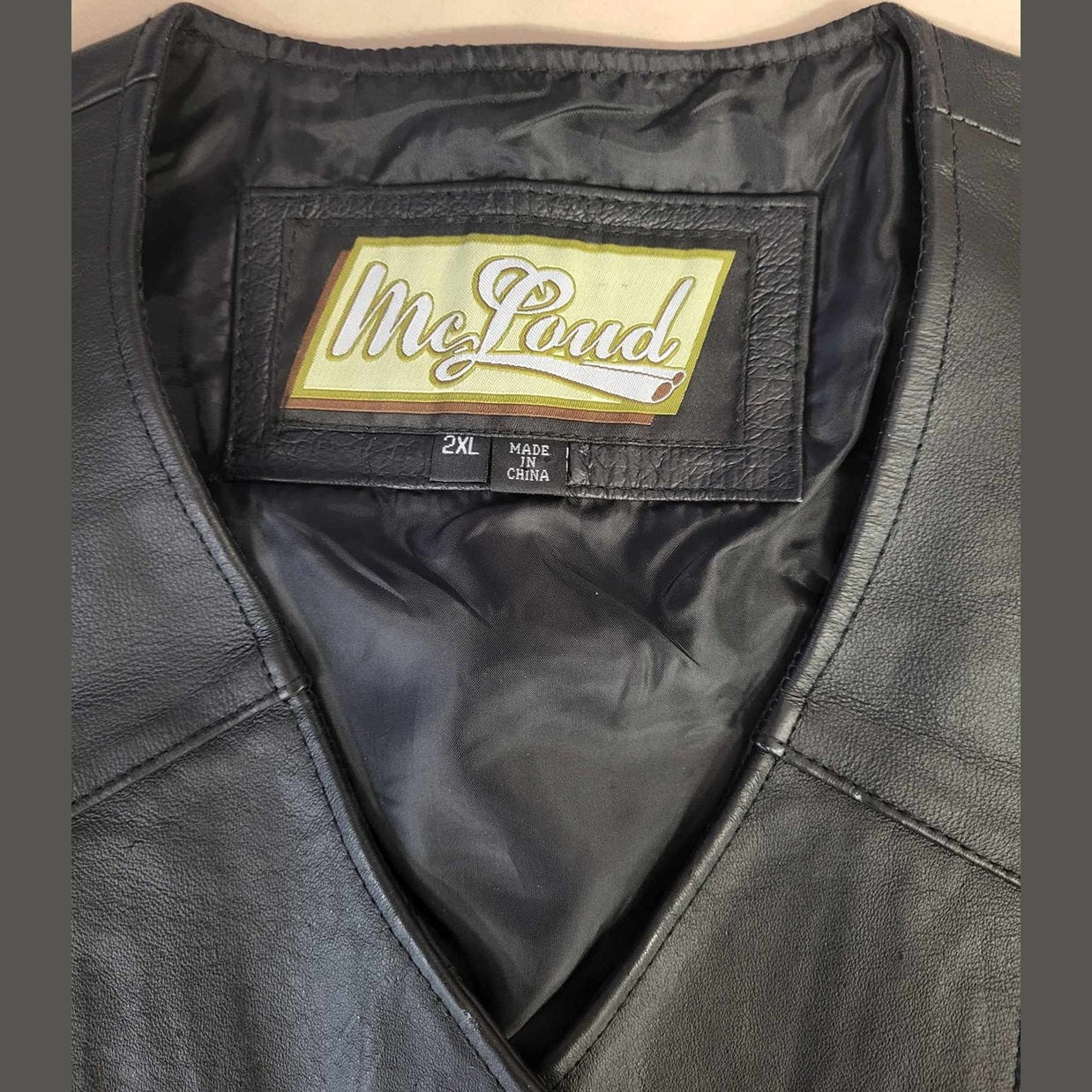 McLoud Ladies V-neck Laceup Leather Motorcycle Biker Vest label
