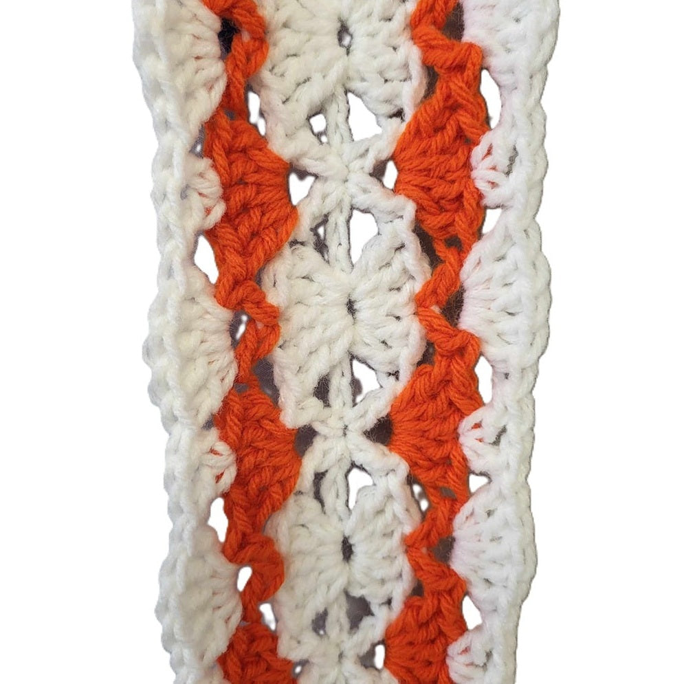 White on orange scarf