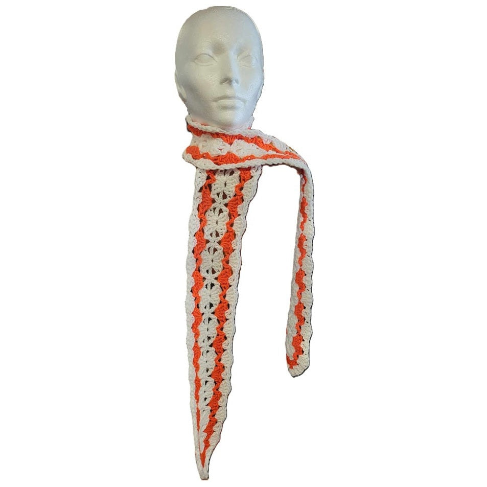 White on orange scarf