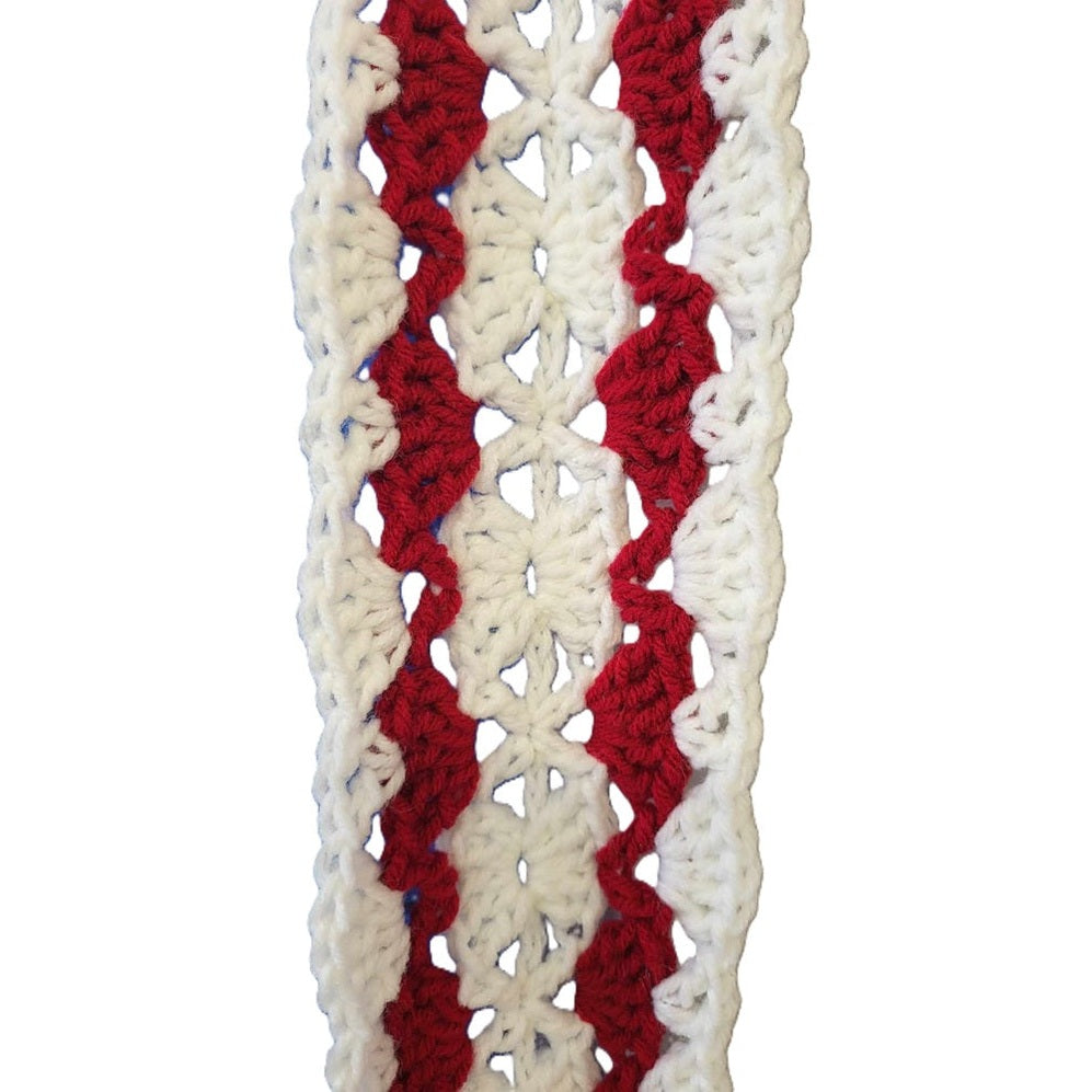 White on red scarf