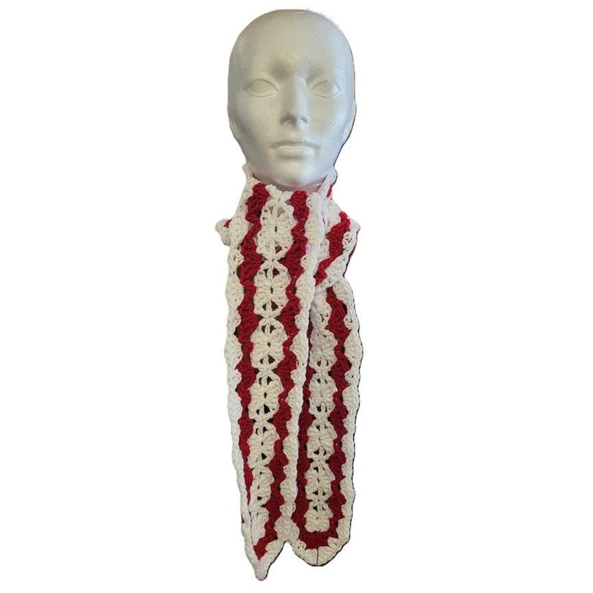 White on red scarf