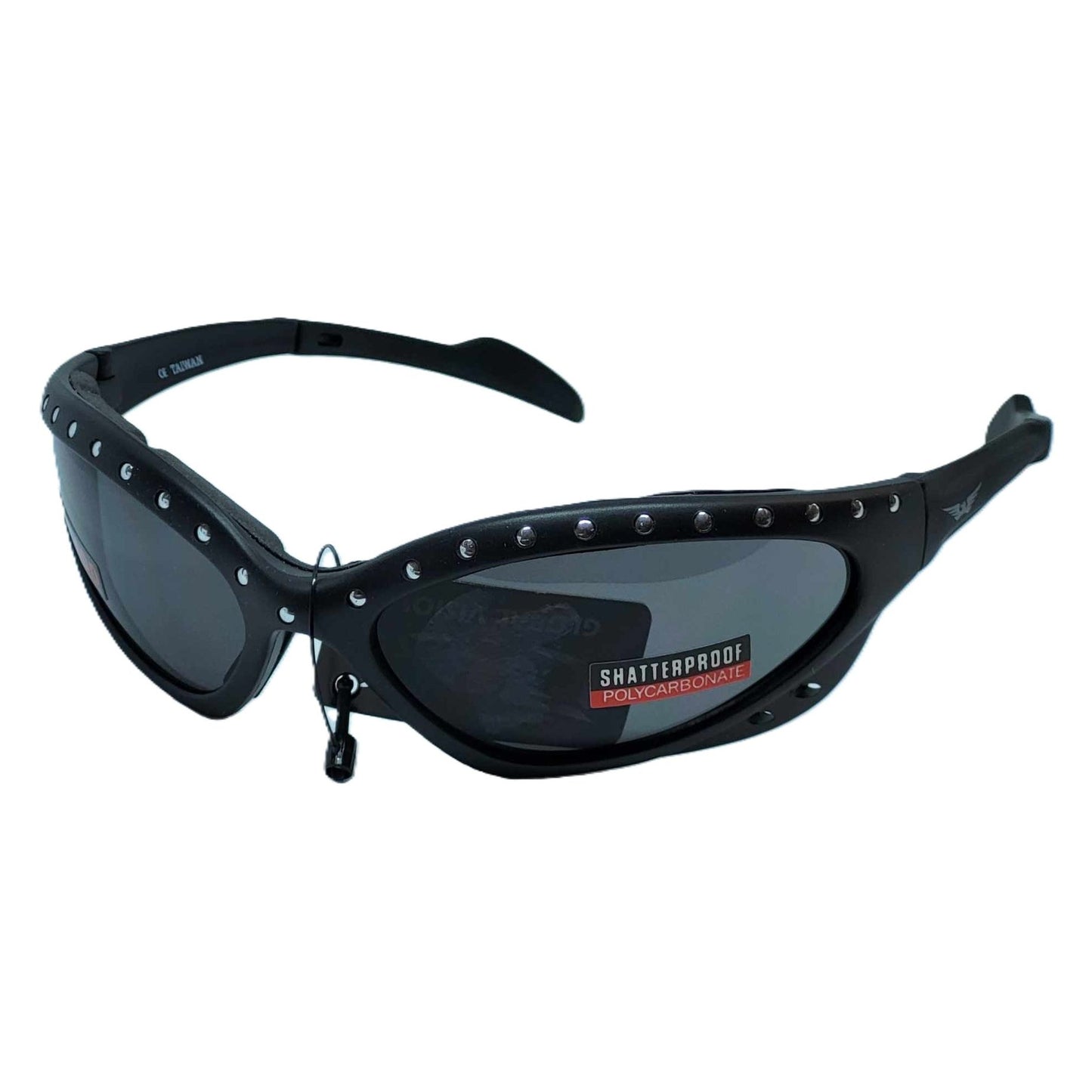 Global Vision NEPTUNE-STUDDED UV400 Shatterproof Padded Womens Motorcycle Glasses-front