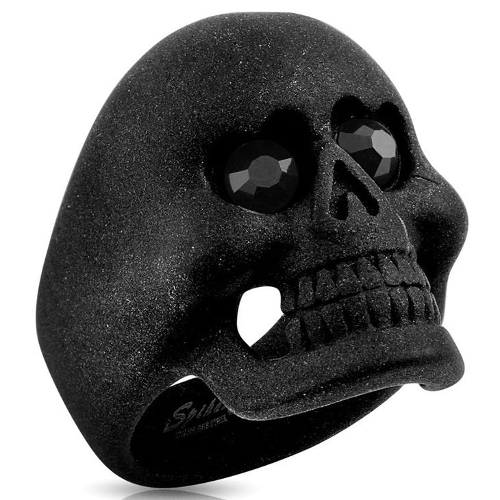 Matte black skull ring