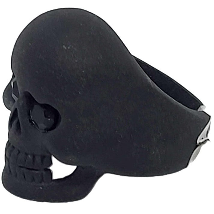 Matte black skull ring