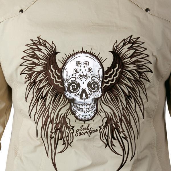 RideRDie "Soul Sacrifice" Ladies Beige Casual Shirt w/Snap Buttons