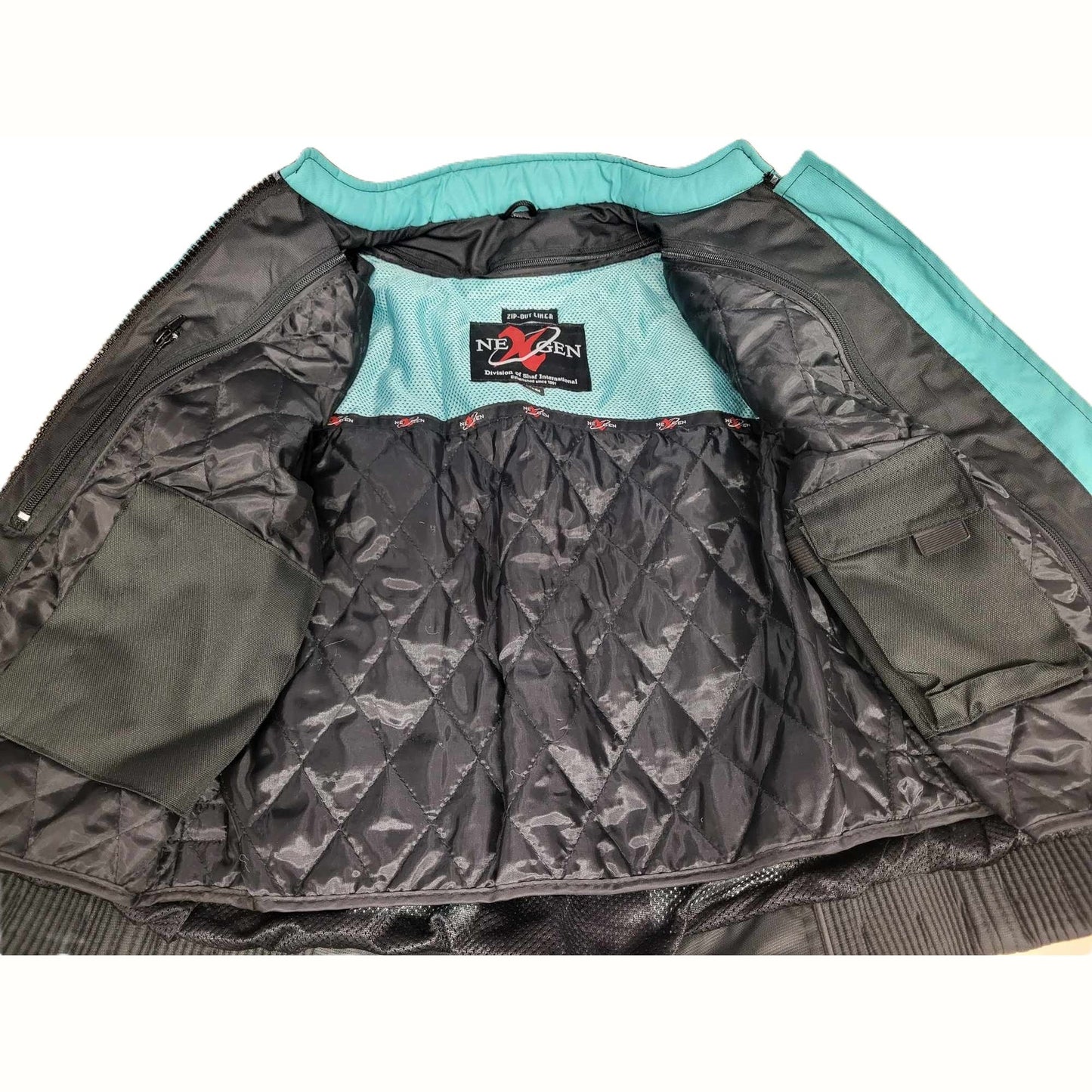 NexGen Ladies Textile Tourqois Motorcycle Biker Jacket XS inside view
