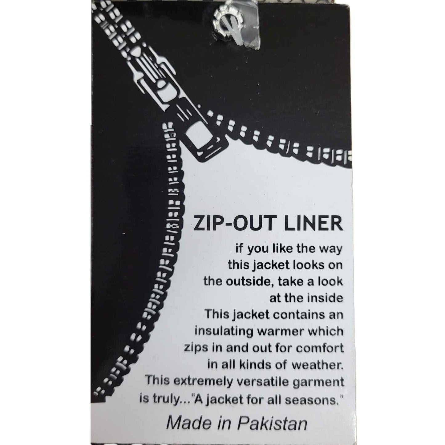 zip-out liner tag