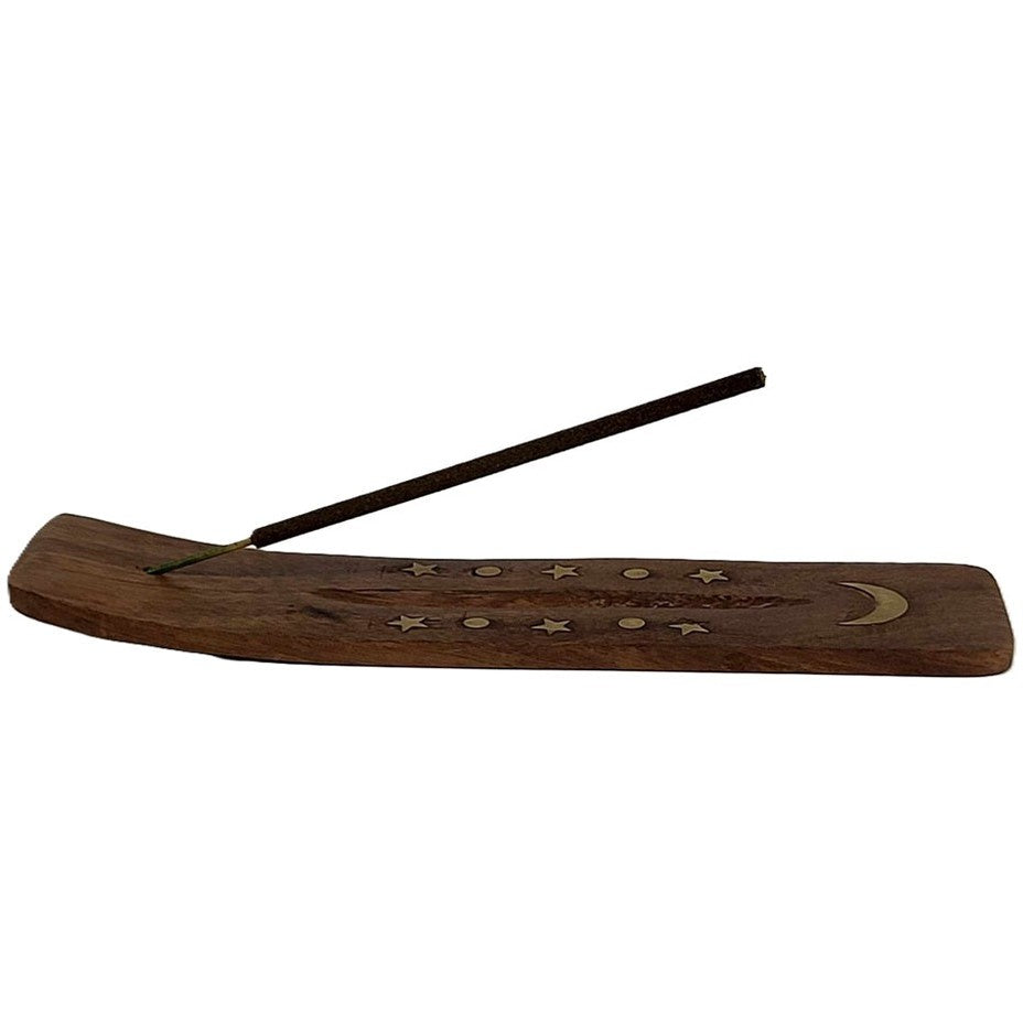 Wild Berry Wooden Boat-inlay Incense Burner for Shortie Sticks 6"