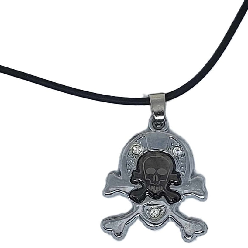 Live Free Ride Free Rope Skull on Skull Necklace