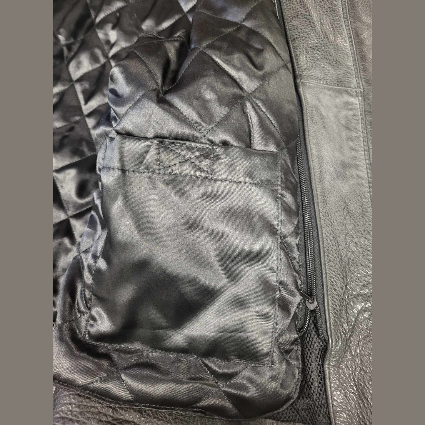 Cruiser by Sofari Ladies Euro Collar Leather Motorcycle Jacket left inside pocket