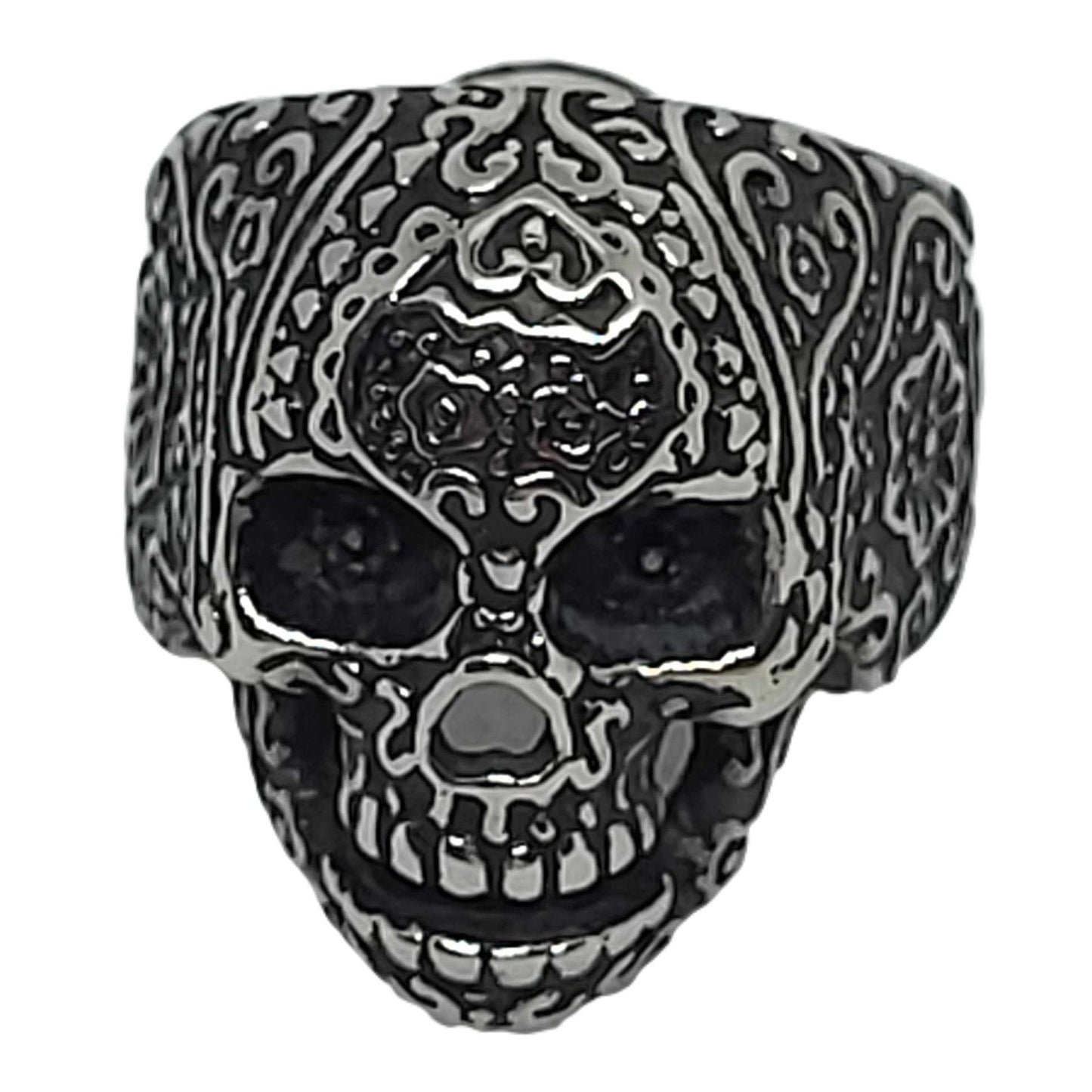 Helaku Outpost Co. Stainless Steel Sugar Skull Ring size 13.5