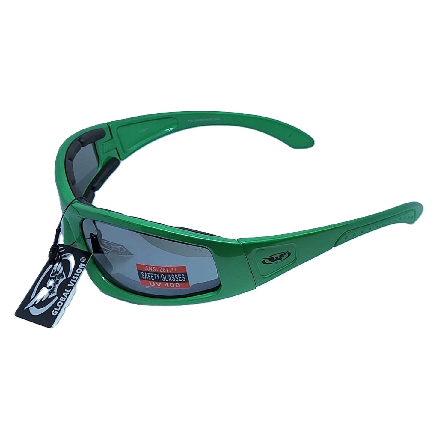Global Vision Triumphant Green motorcycle glasses-side left