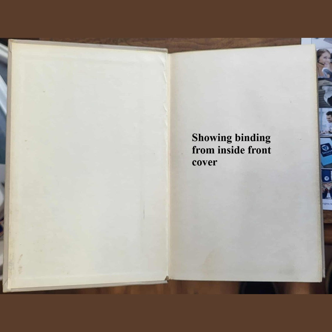 showing binding from inside front cover