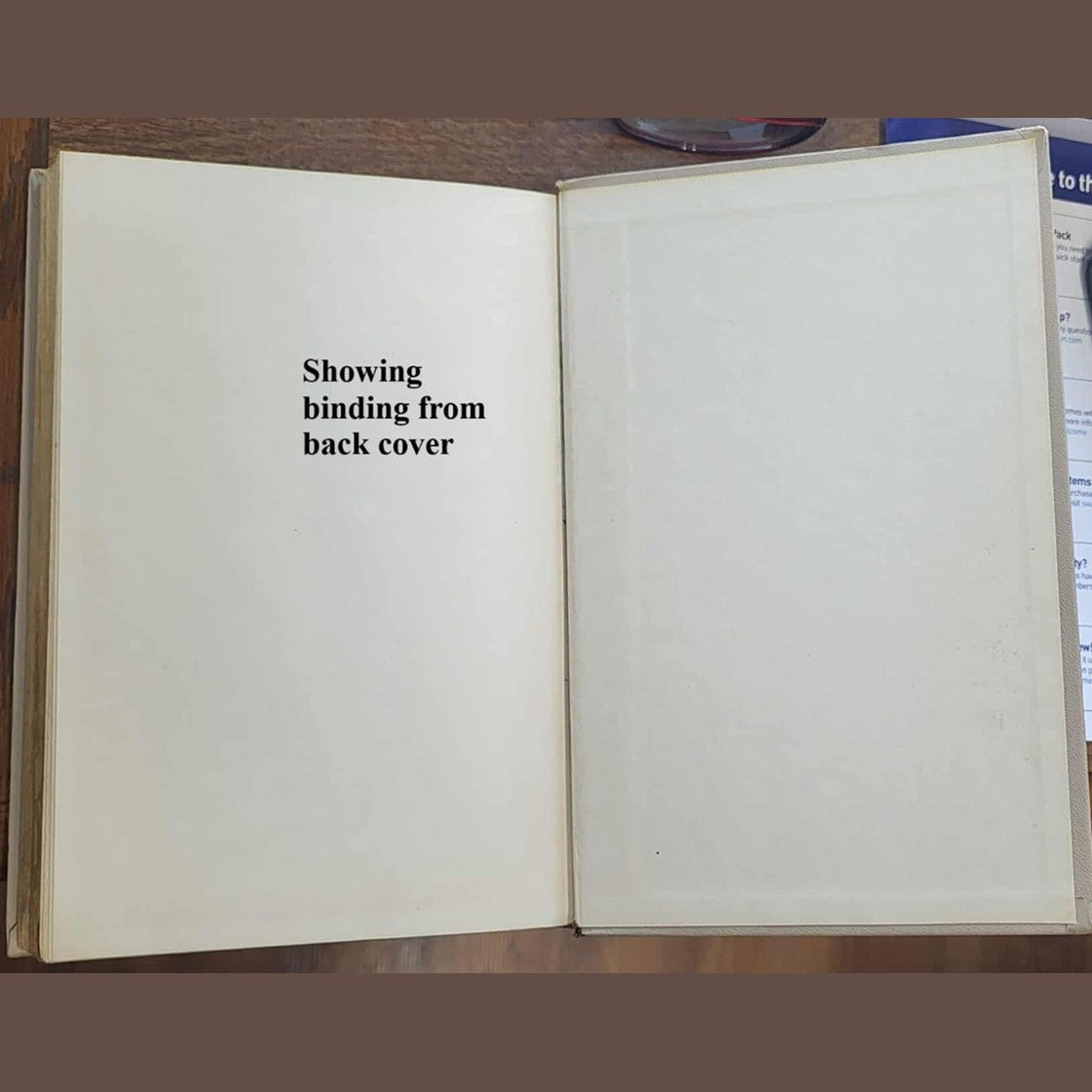 showing binding from inside back cover