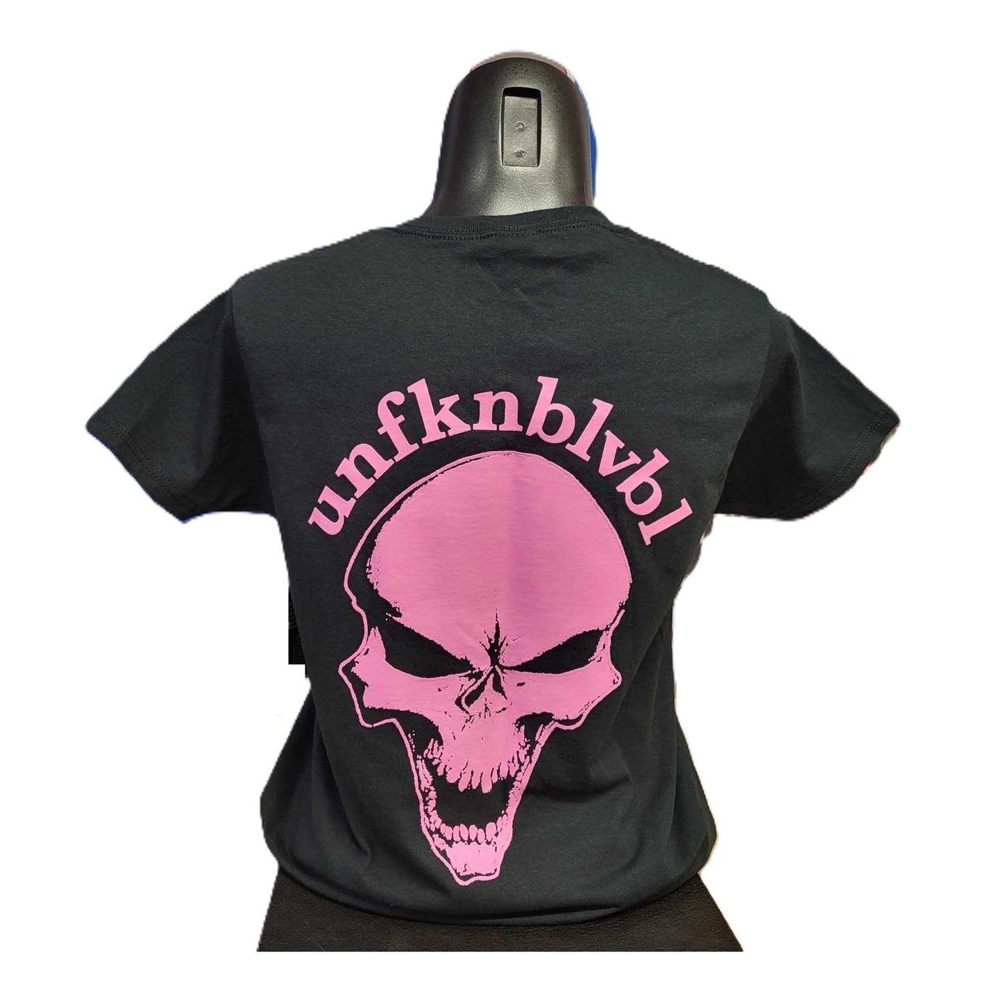 UNFKNBLVBL Ladies Pink Skull Tshirt Short Sleeve-back