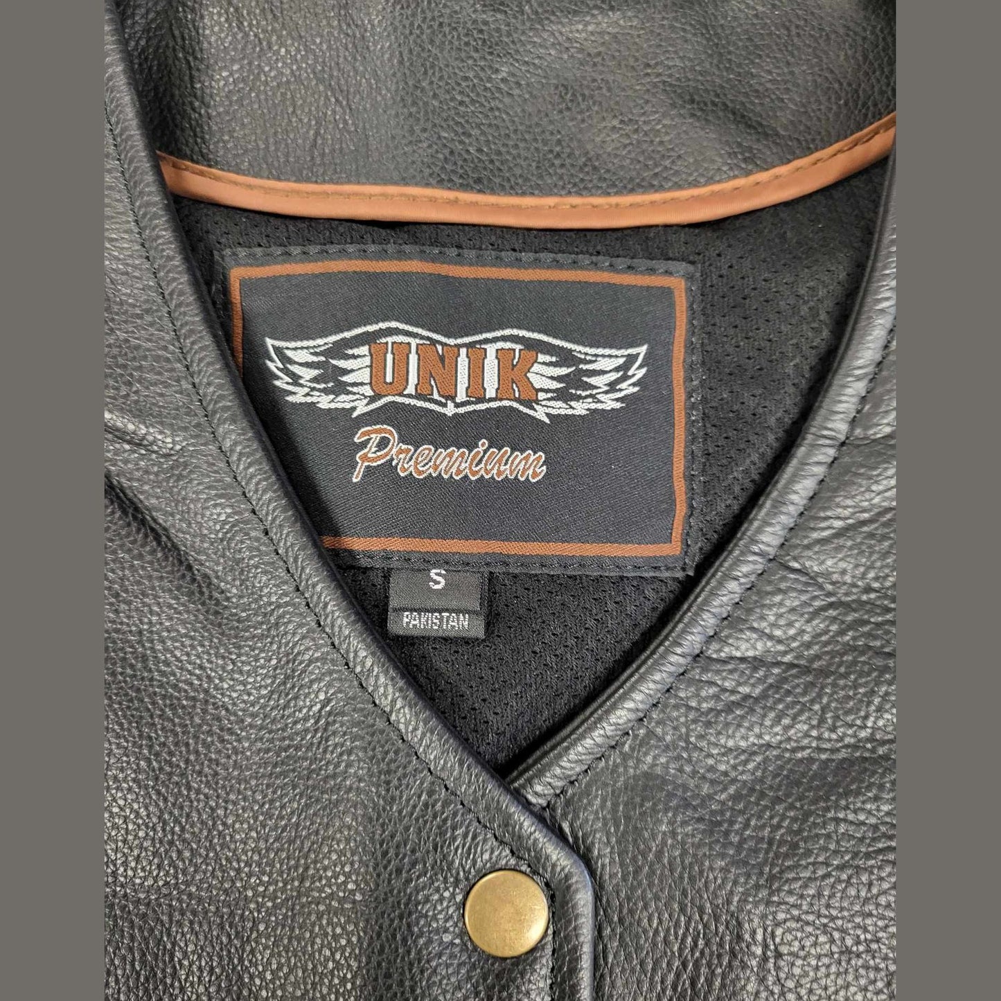 Unik Ladies Brown Wing Leather Motorcycle Biker Vest Small