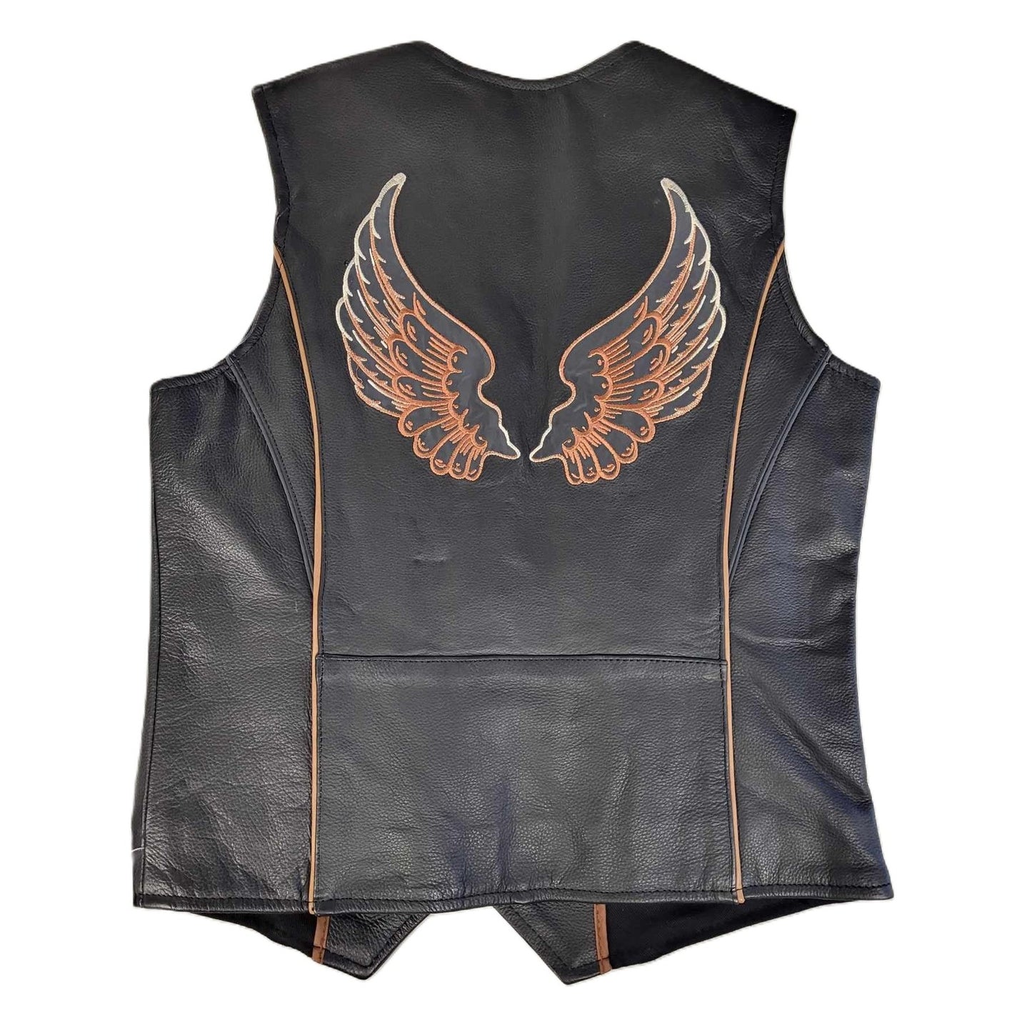 Unik Ladies Brown Wing Leather Motorcycle Biker Vest Small