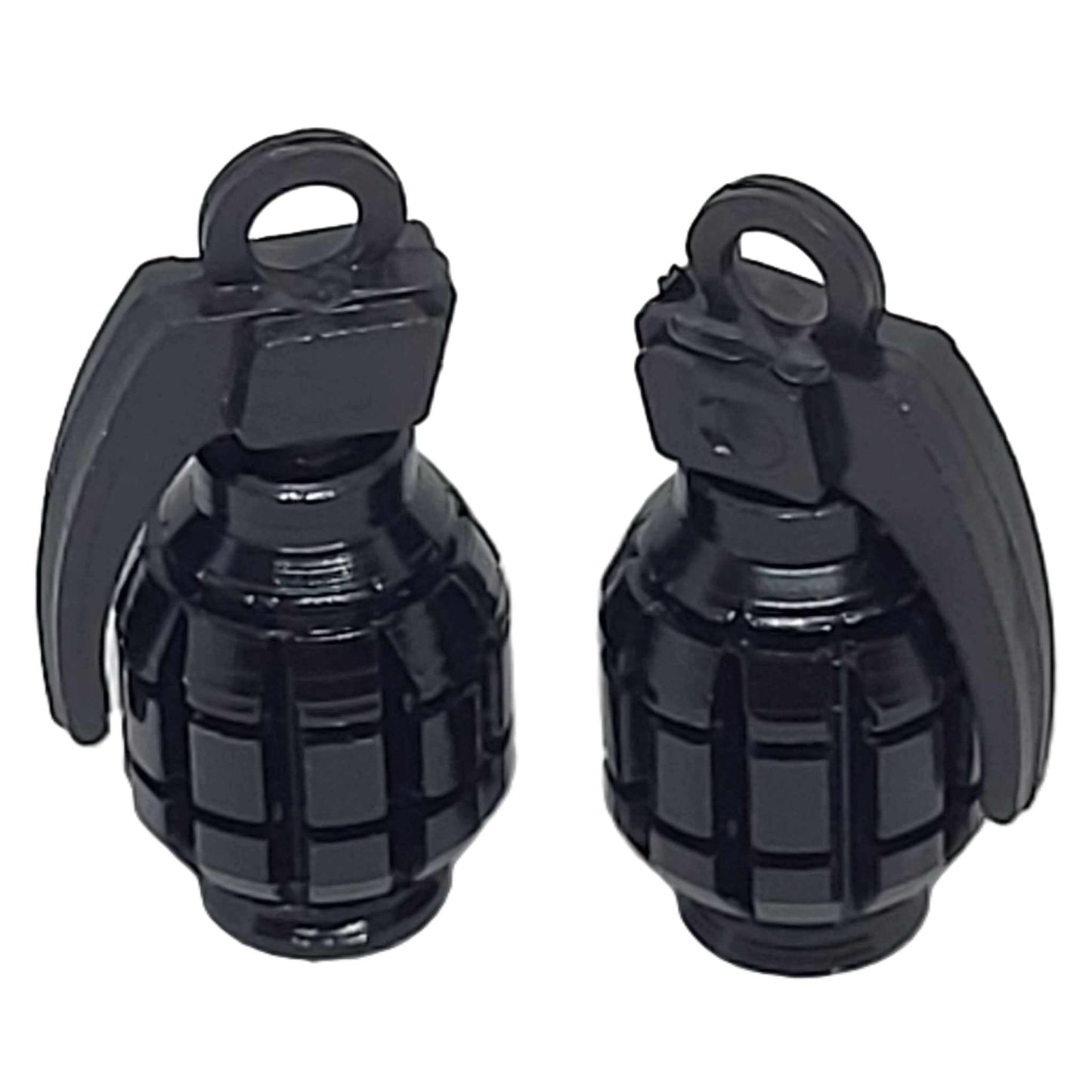Aluminum Motorcycle Tire Valve Caps x 2-Grenade Black