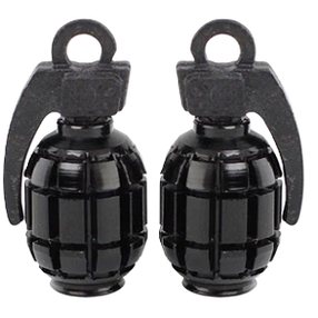 Aluminum Motorcycle Tire Valve Caps x 2-Grenade Black