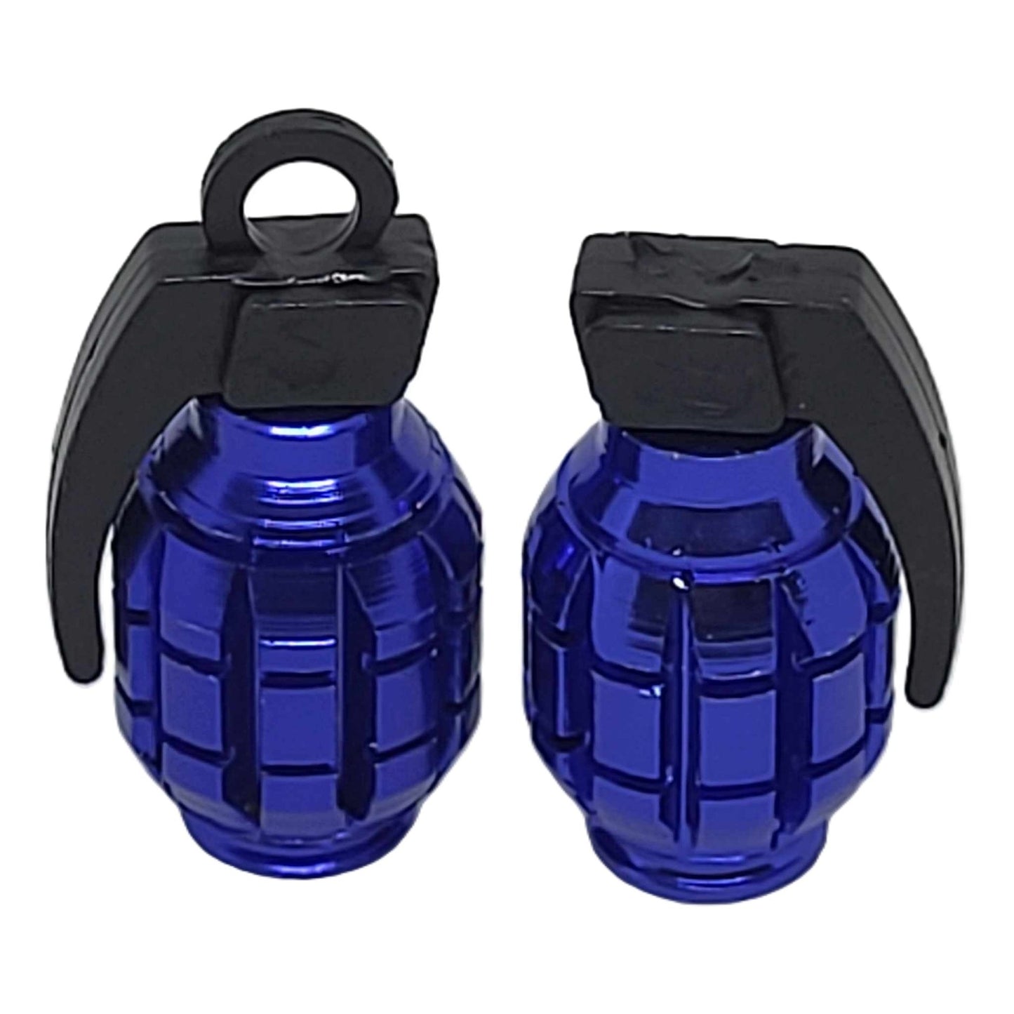 Aluminum Motorcycle Tire Valve Caps x 2-Grenade Blue