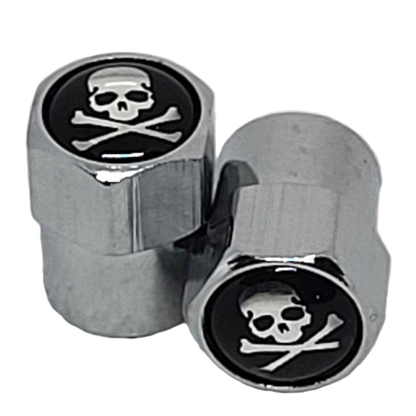 Chrome Motorcycle Tire Valve Caps x 2-Silver Classic Skull