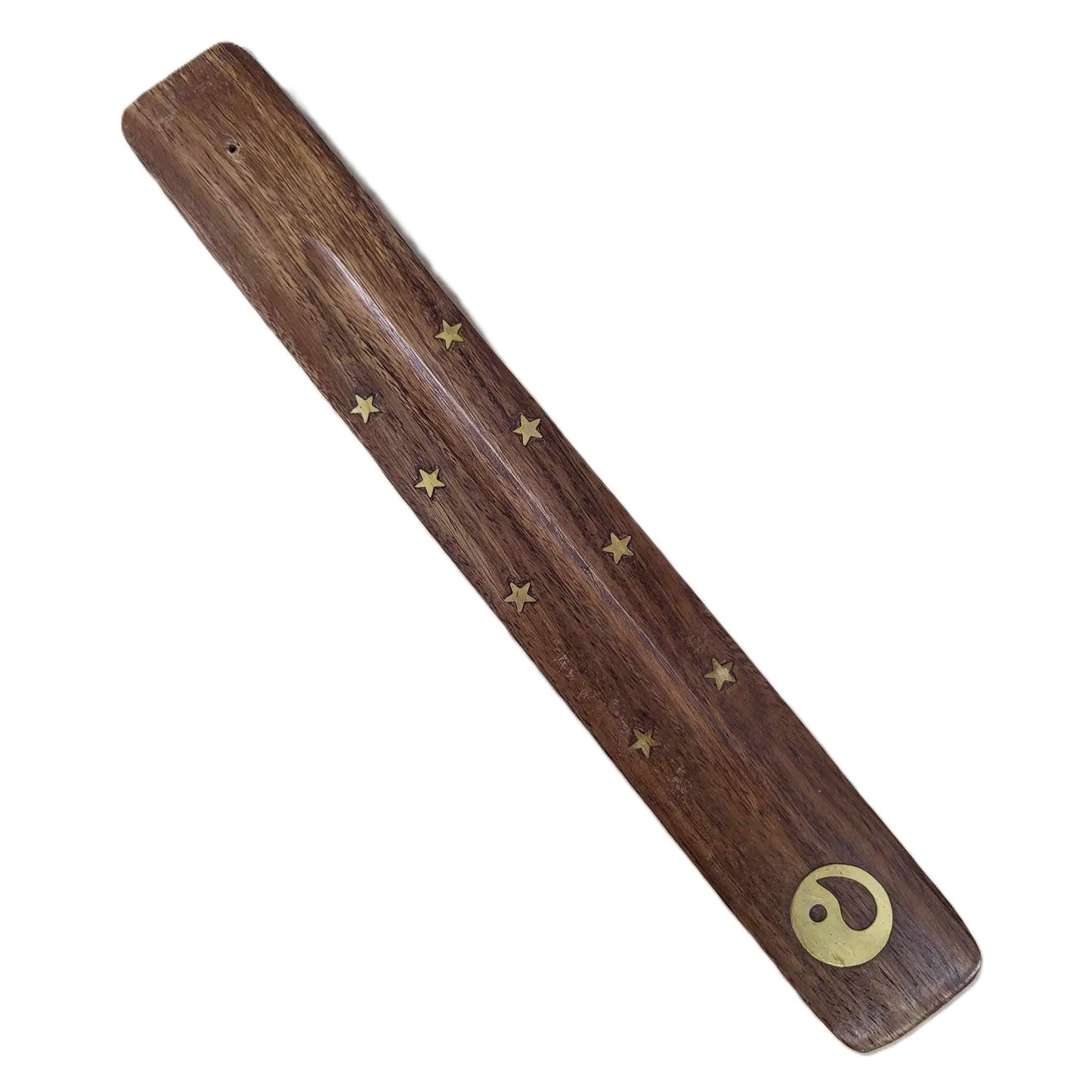 Wild Berry Wooden Boat-inlay Incense Burner for Long Sticks 10"