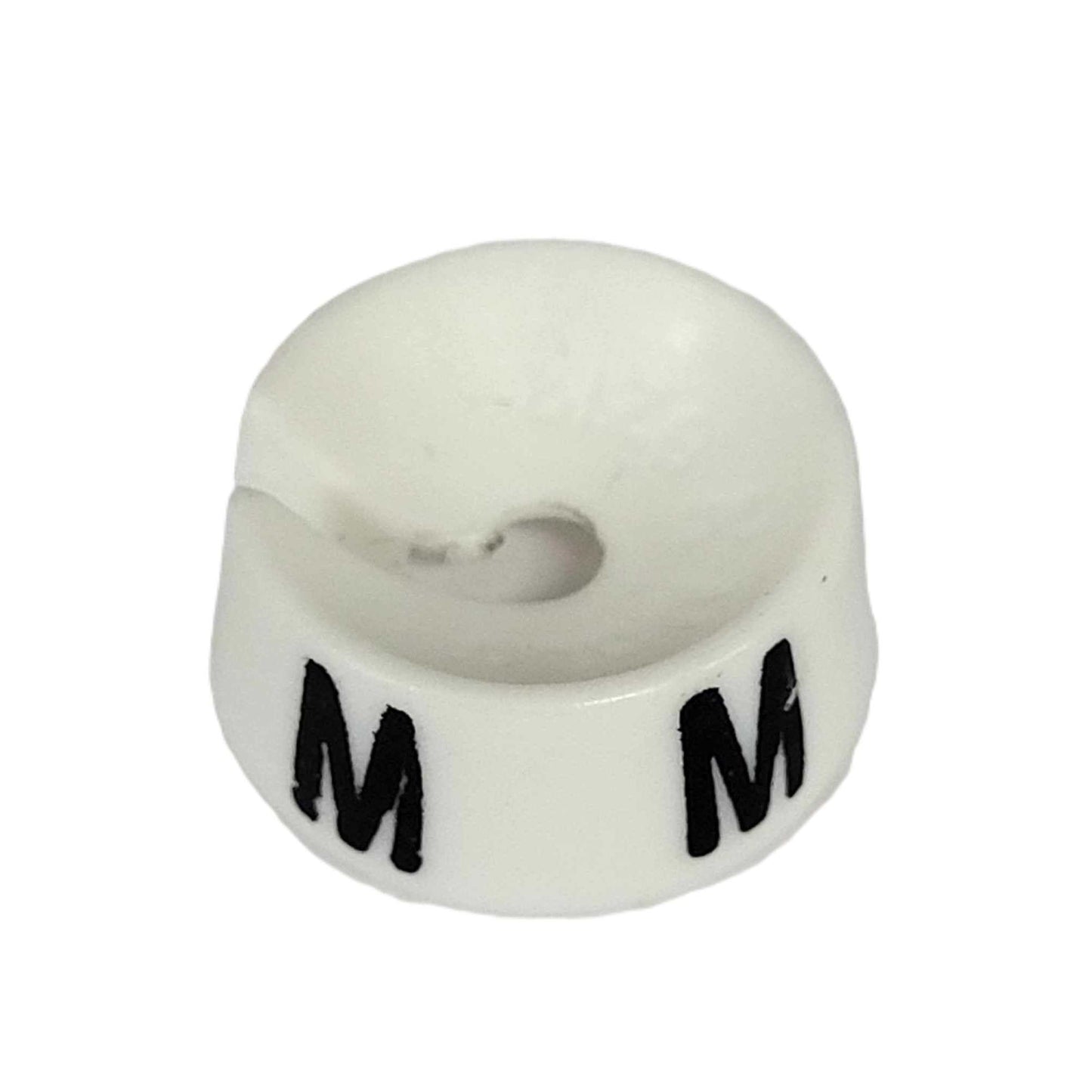 closeup of hanger size marker M