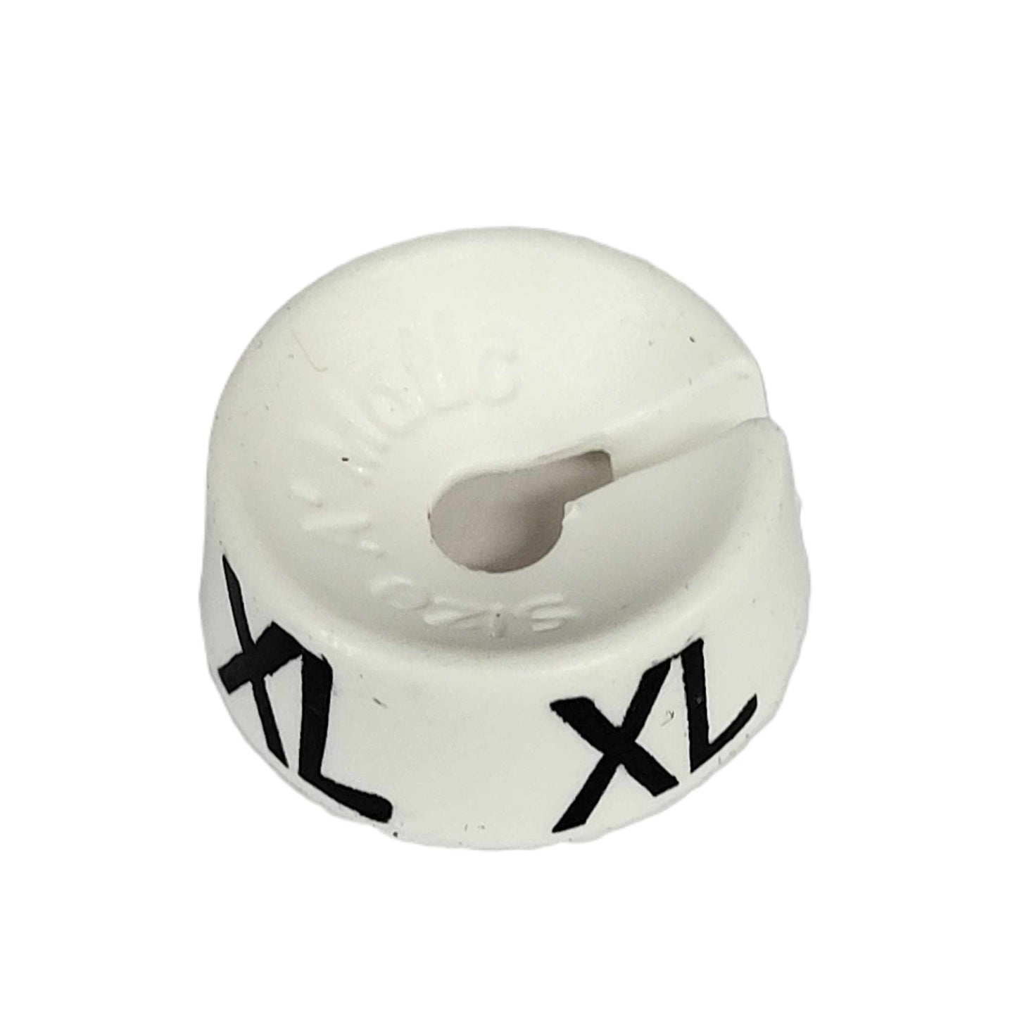 closeup of hanger size marker XL