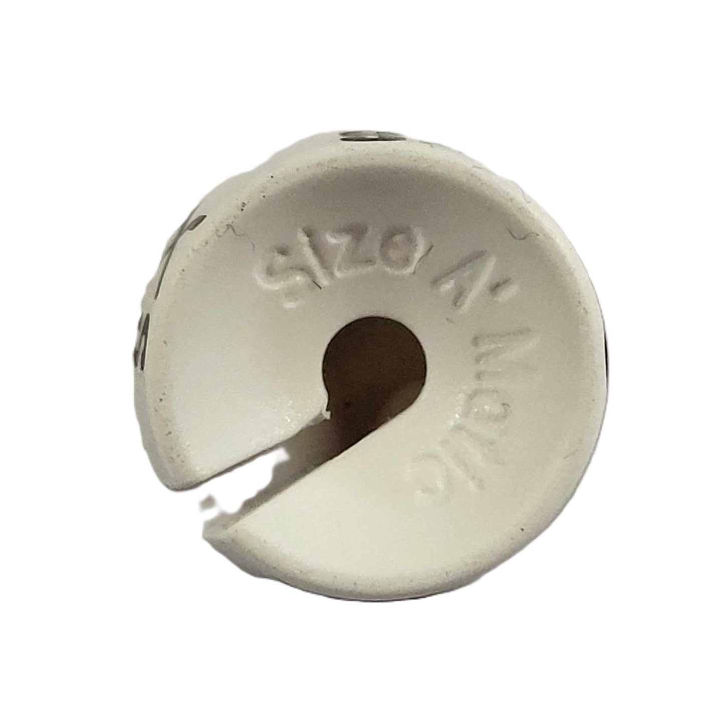 closeup of top of hanger size marker