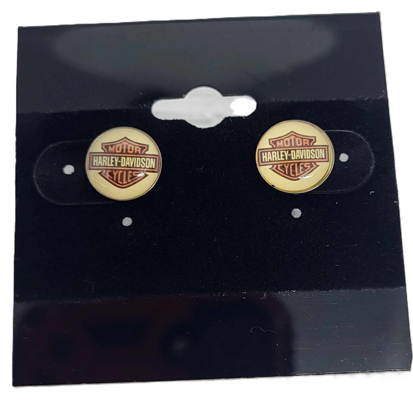 harley davidson logo stud earrings on card
