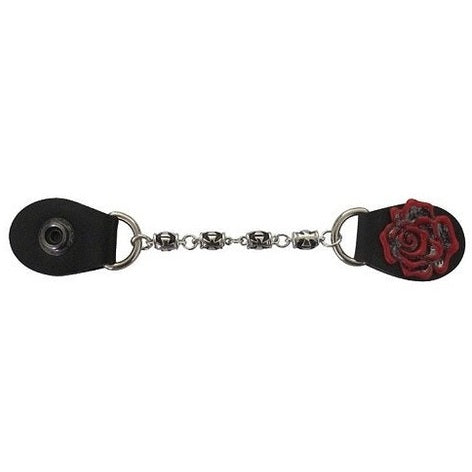 Hair Glove Women's Motorcycle Biker Vest Extender-Red Metal Rose 6.5"