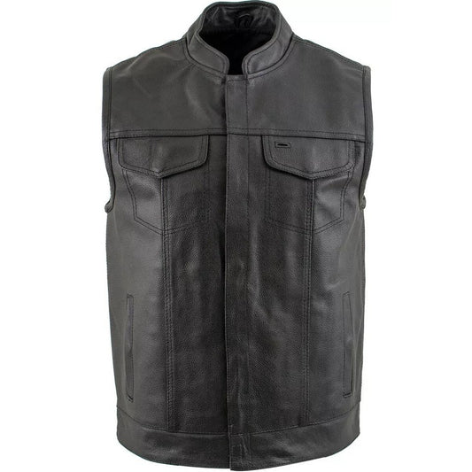 USA Leather Men's Combat Style Motorcycle Vest 2XL