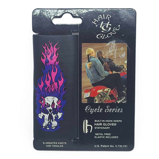Hair Glove-4" Leather Hair Glove Wrap -Skull & Flames