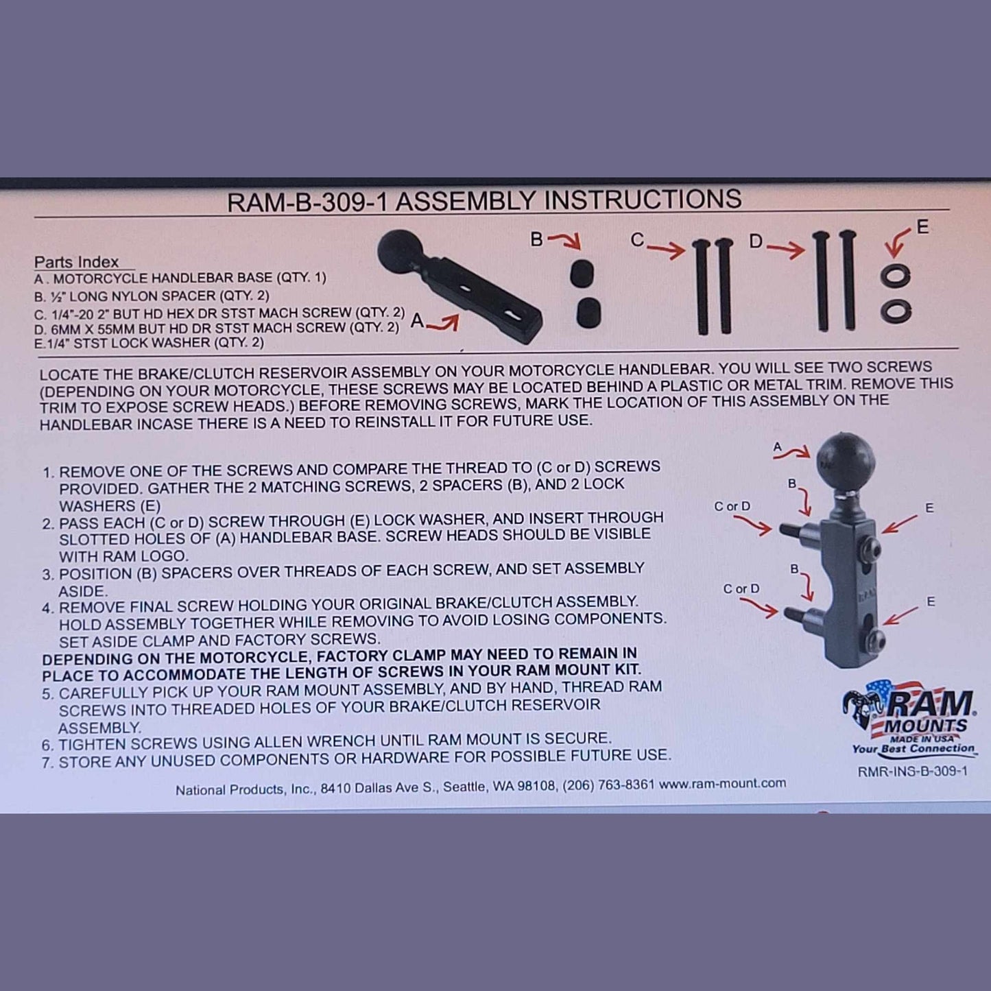 Ram Mounts Phone Holder-Finger Grip-instructions