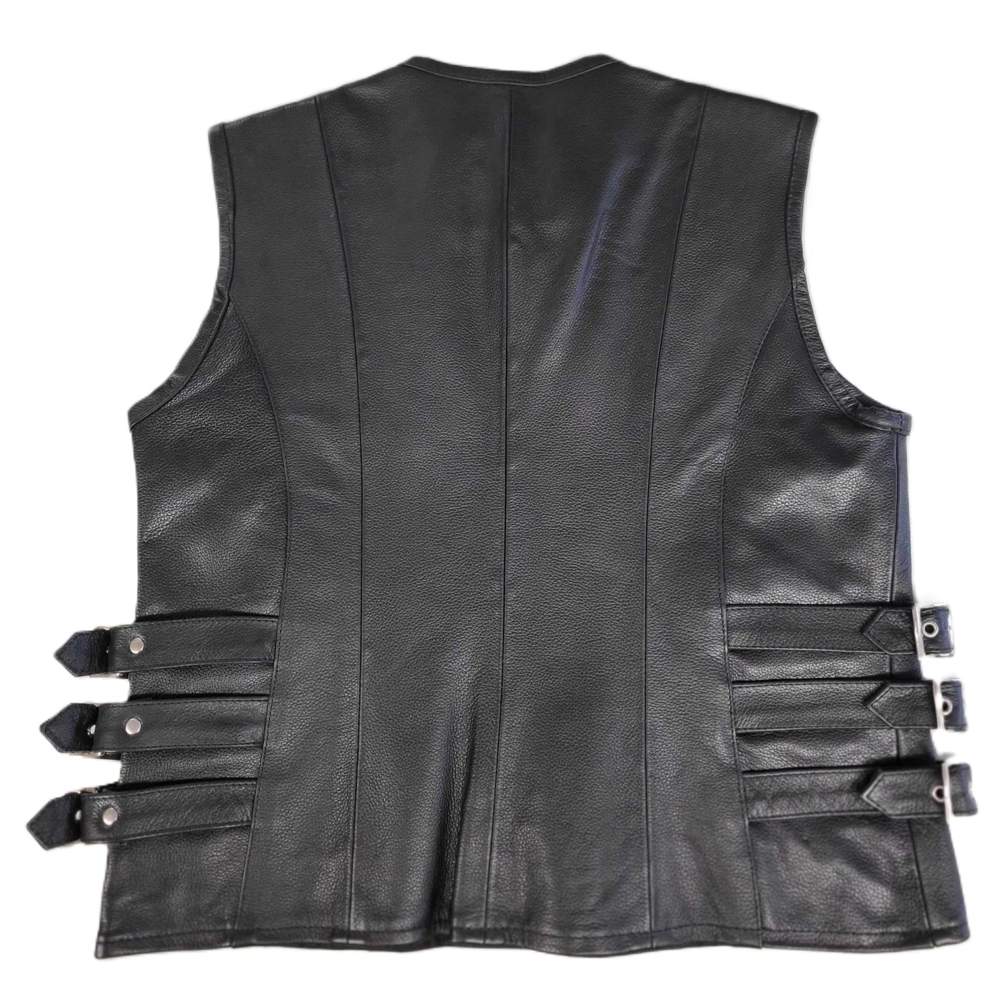 Canadian Motorcycle Company Ladies 3-Buckle Sides Leather Motorcycle Vest Small