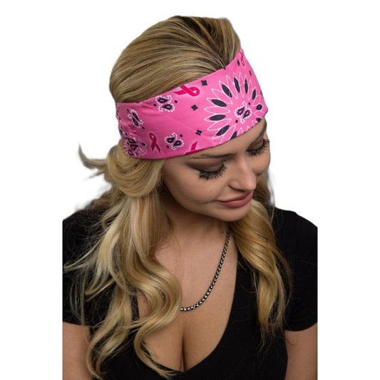 Hair Glove Headband with Elastic Band-Pink Cancer Awareness