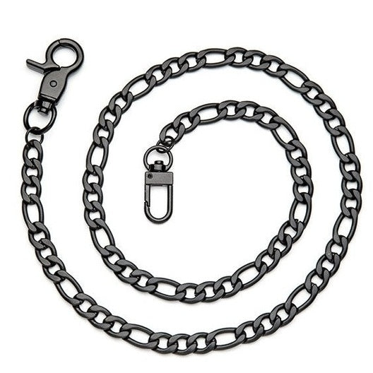 Hair Glove Stainless Steel 28" Herringbone Matte Black Biker Wallet Chain