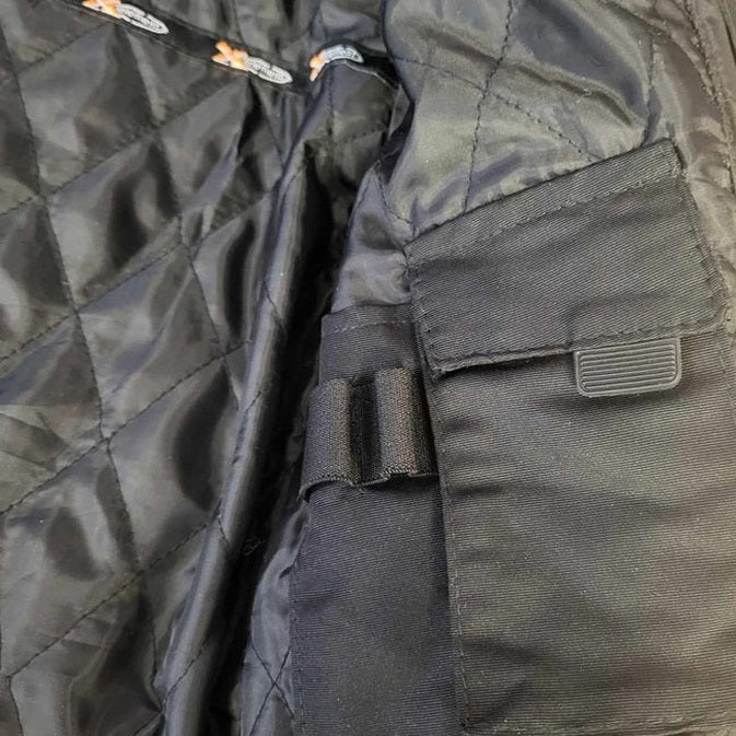 Ladies Black Textile Armored Cordura Motorcycle Jacket view of pockets