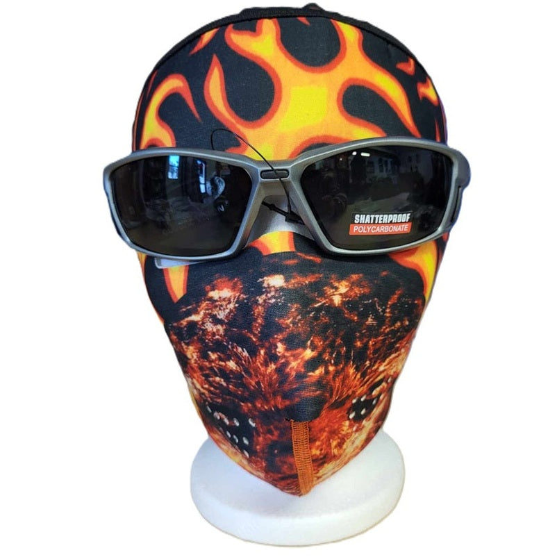 CMC flames face mask front view