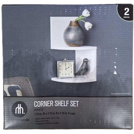 white corner shelves