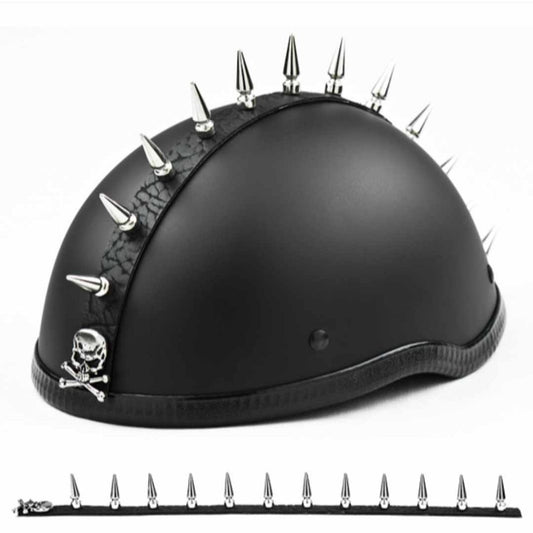 Spike Strip Mohawk-Skull & Crossbones on a beanie helmet