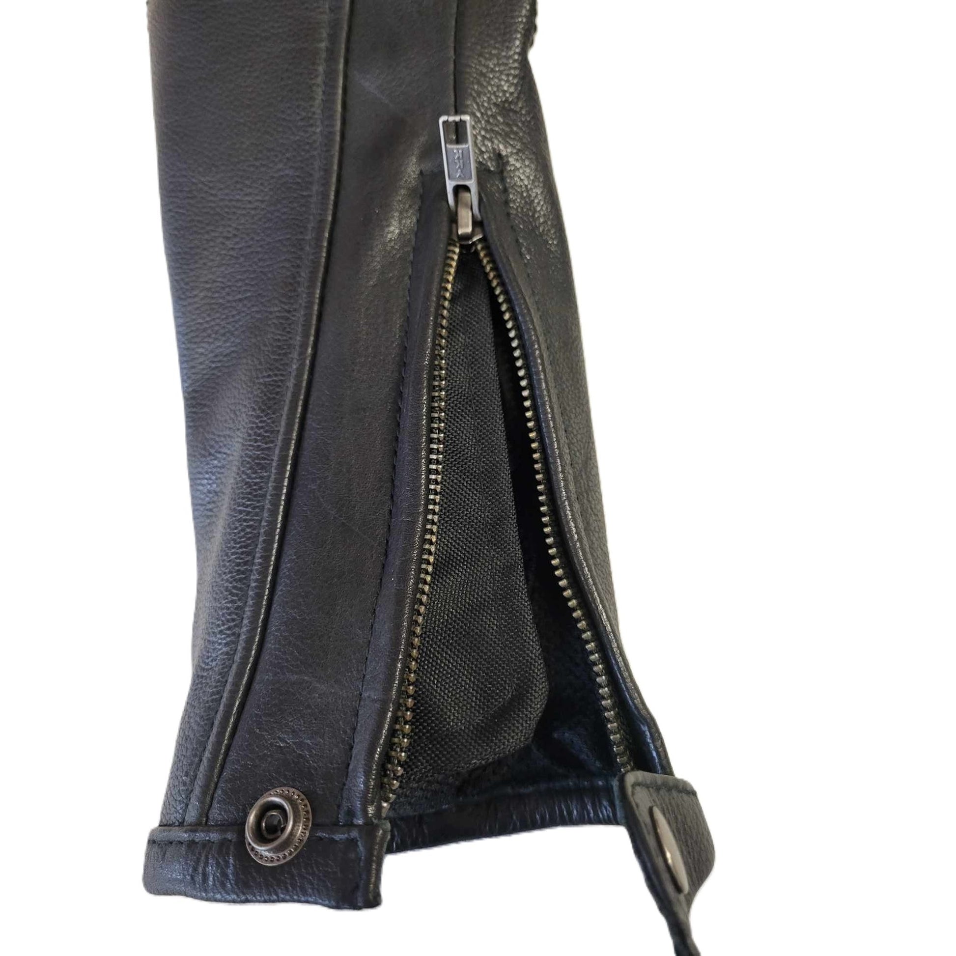 FMC Ladies Vented Leather Motorcycle Jacket-zippered sleeve